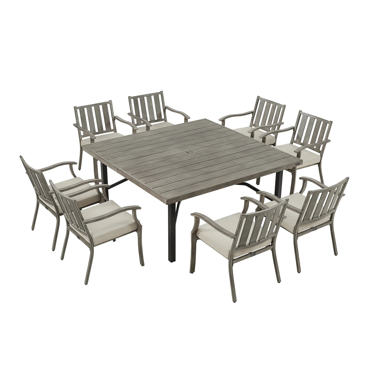 PEAKHOME Azur Outdoor 8 Person Square Dining Set with Sunbrella® Cushions
