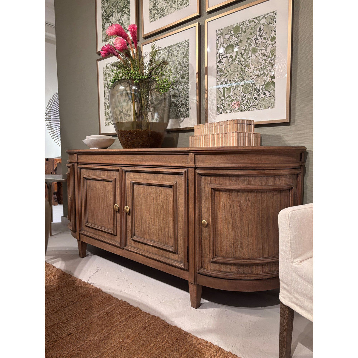 Claude Bow Front Sideboard, Large, 83"W, Brown