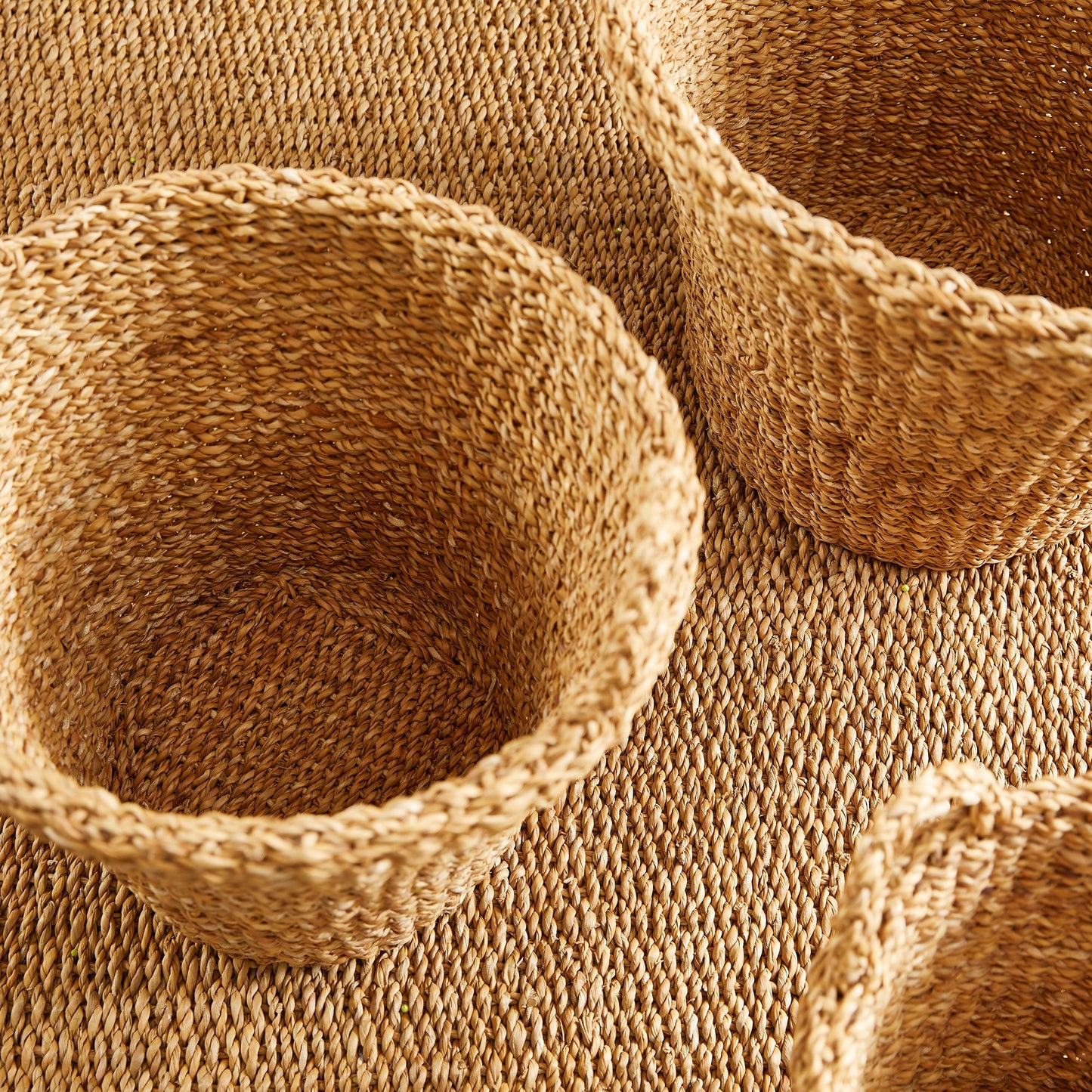 Seagrass Tapered Baskets with Handles, Set of 3