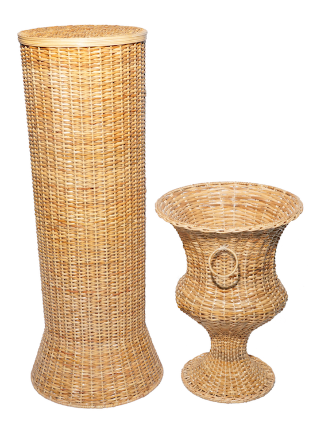Round Wicker Urn and Pedestal (2 Options)