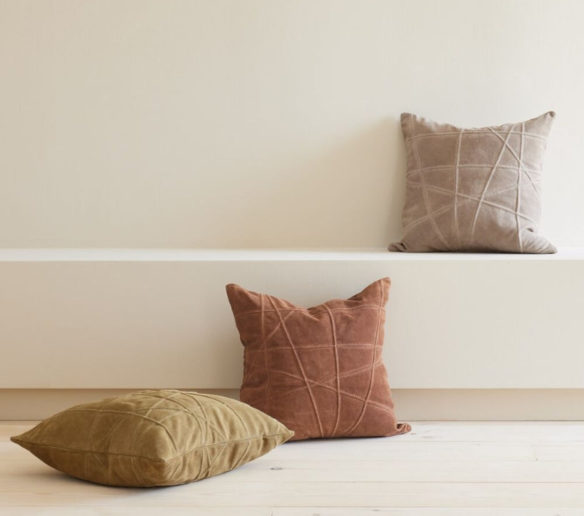 Crossroads Suede Pillow-Gray