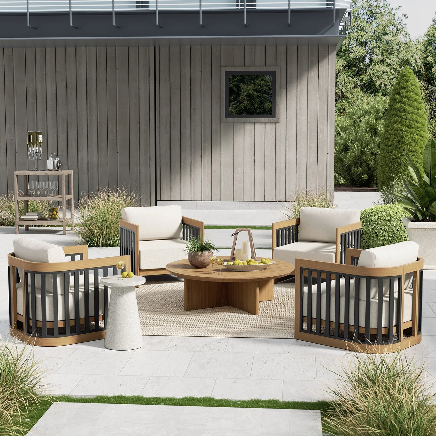 Sereno 4 Lounge Chair and Round Coffee Table