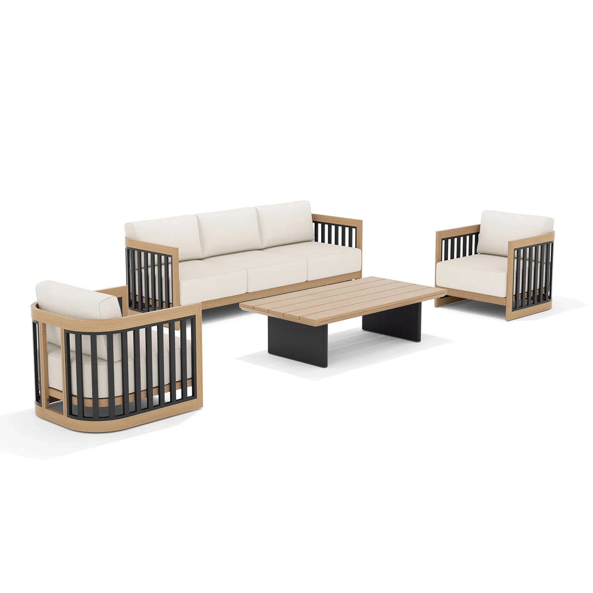 Sereno Outdoor Sofa and 2 Chairs with Rectangular Coffee Table