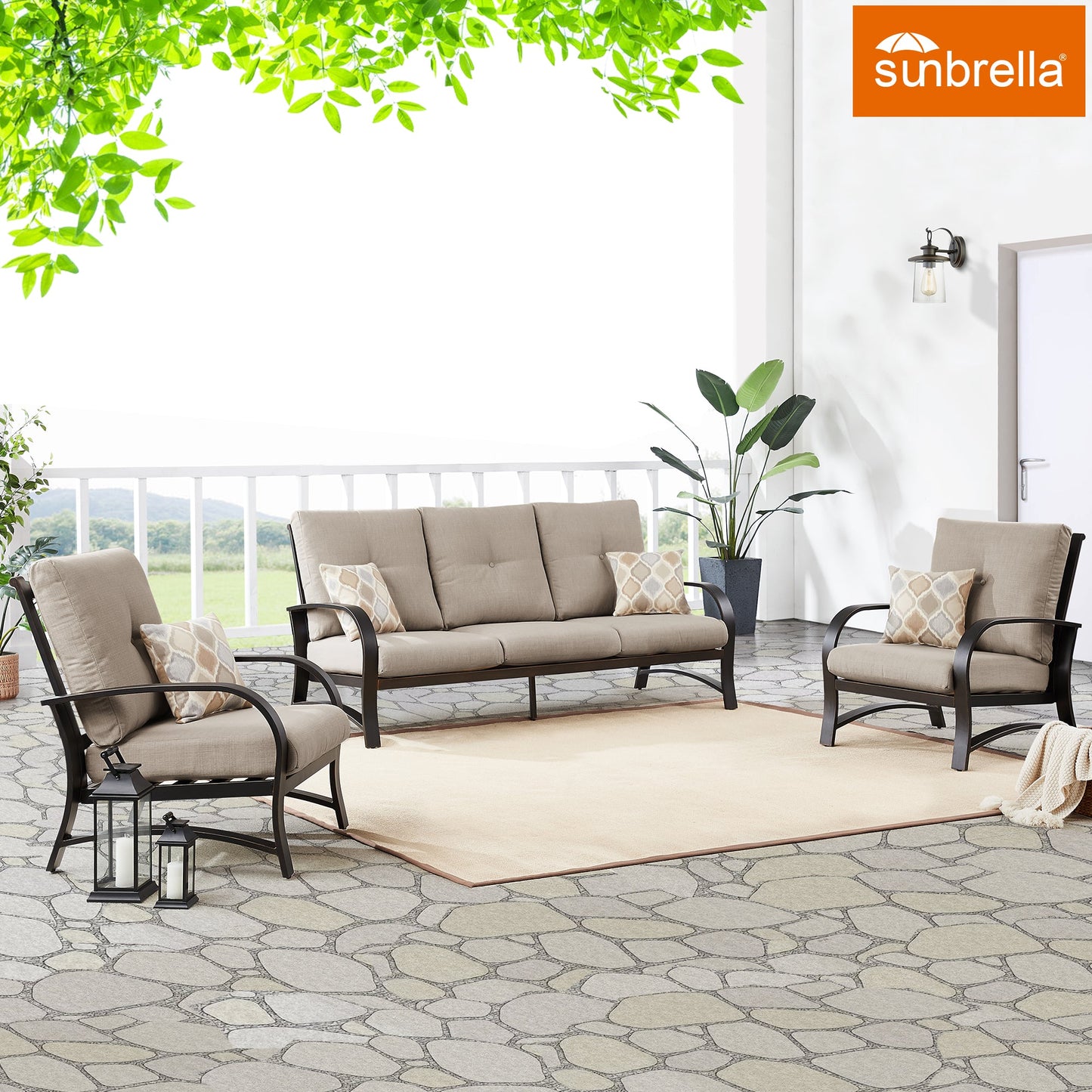 Chamber 3 Piece Outdoor Furniture Set with Sunbrella® Cushions
