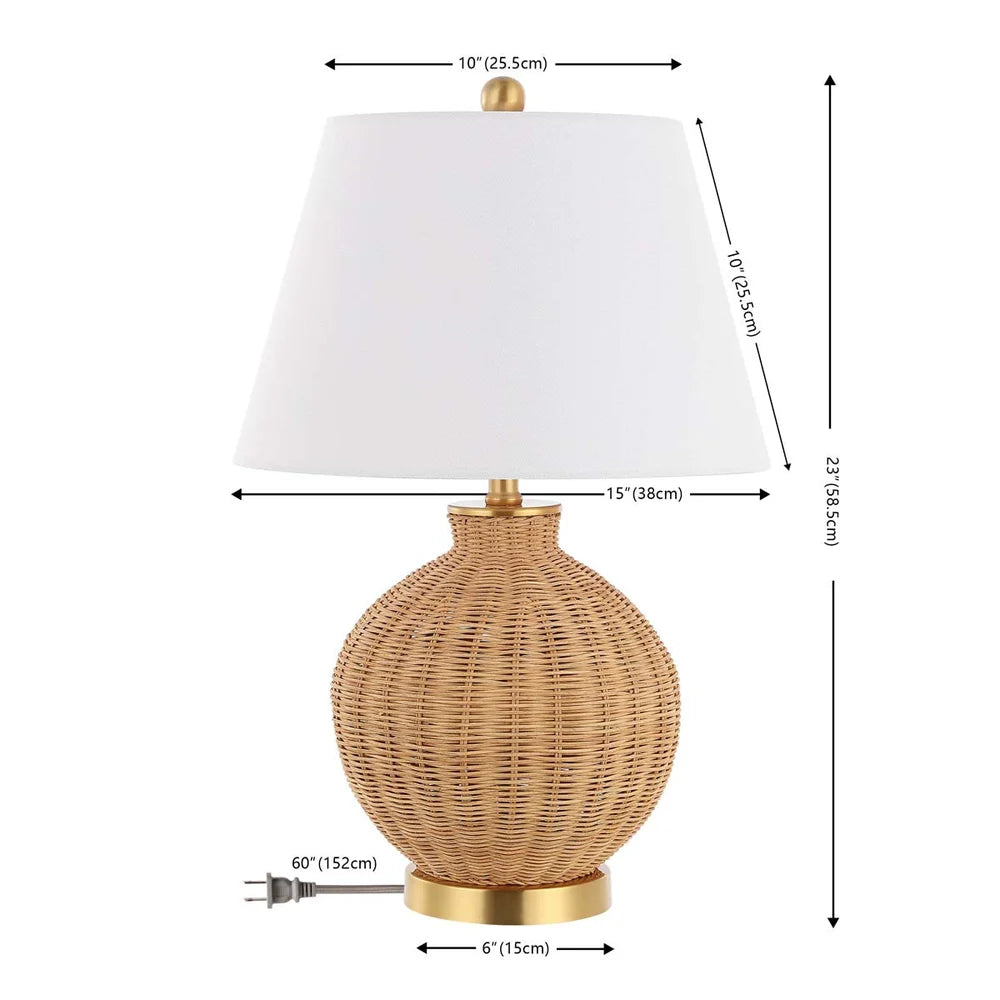 23 Inch, Rattan/Iron Table Lamp,
