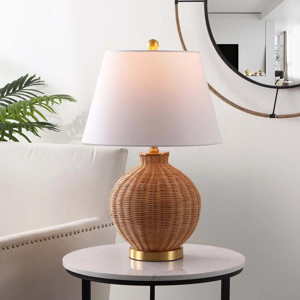 23 Inch, Rattan/Iron Table Lamp,