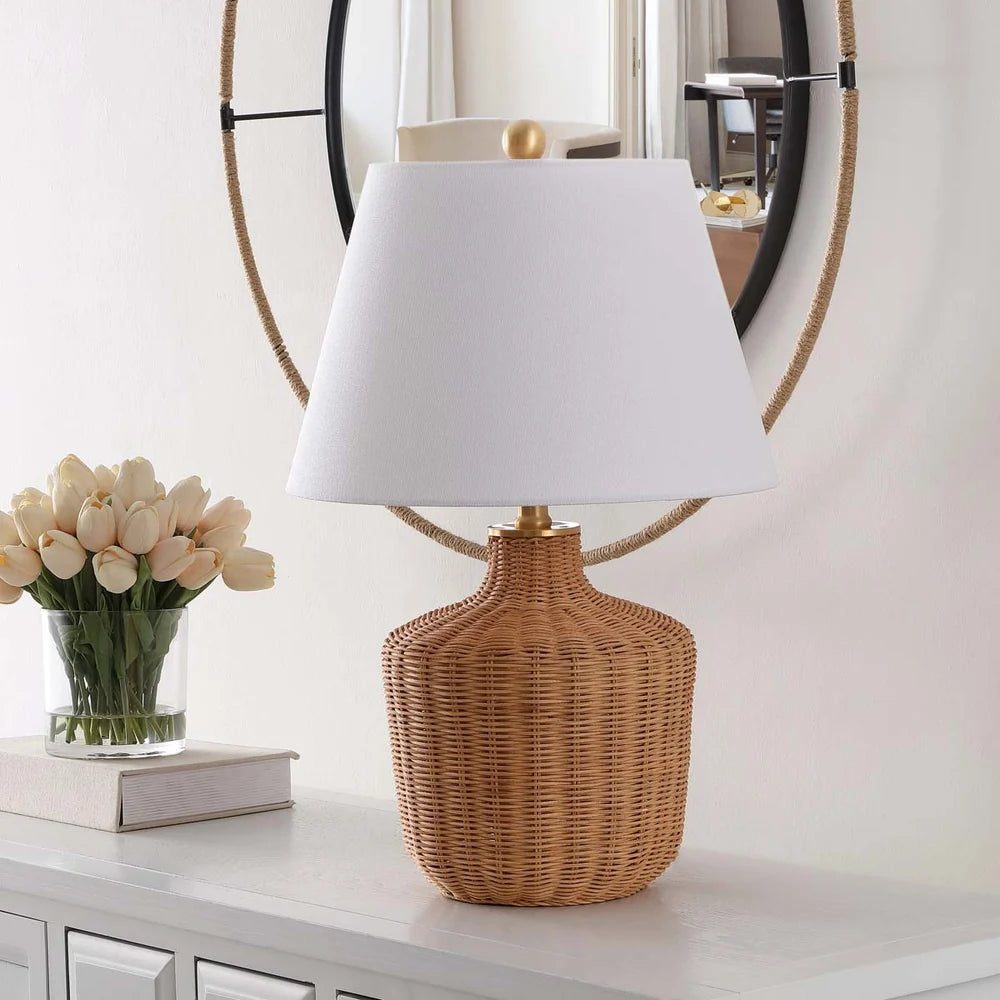 Safavieh Saolia, 22 Inch, Rattan Table Lamp