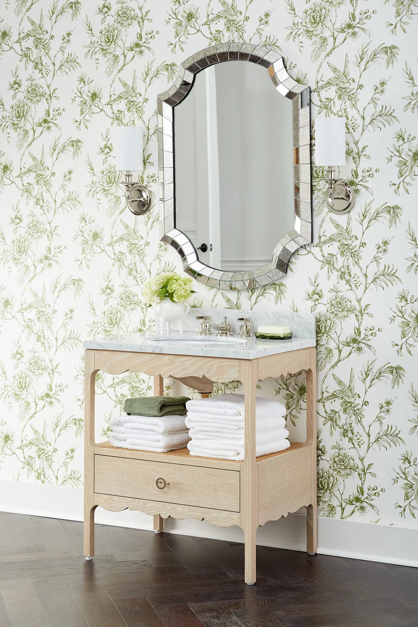 Arianna 1-Drawer Cabinet with 30" Marble Vanity Top, Sand