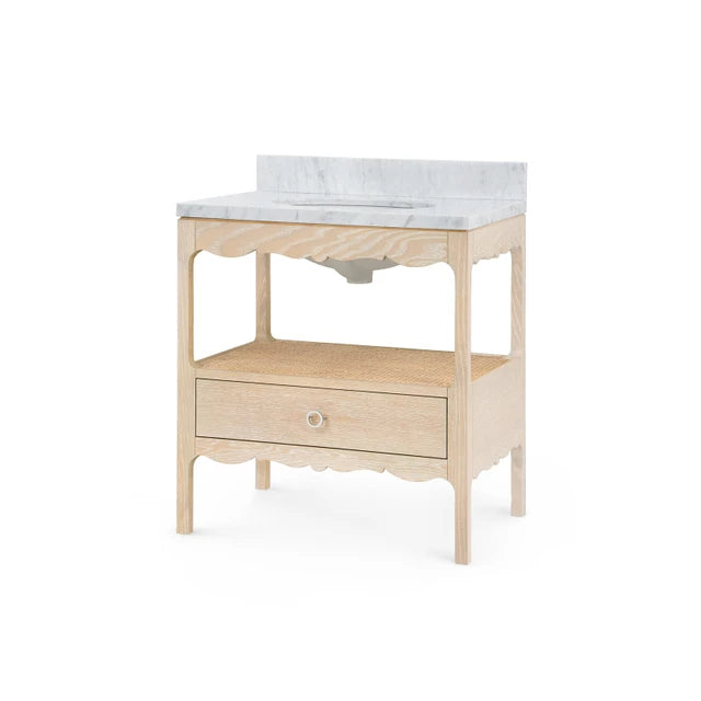 Arianna 1-Drawer Cabinet with 30" Marble Vanity Top, Sand