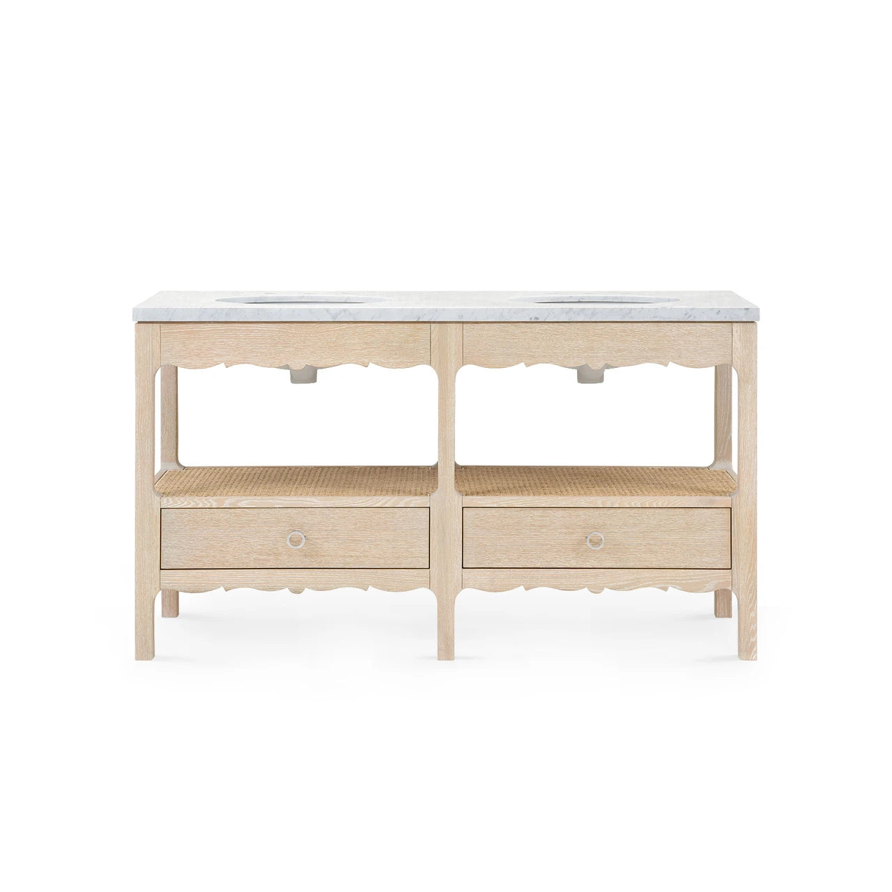 Arianna 2-Drawer Cabinet with 60" Marble Vanity Top, Sand