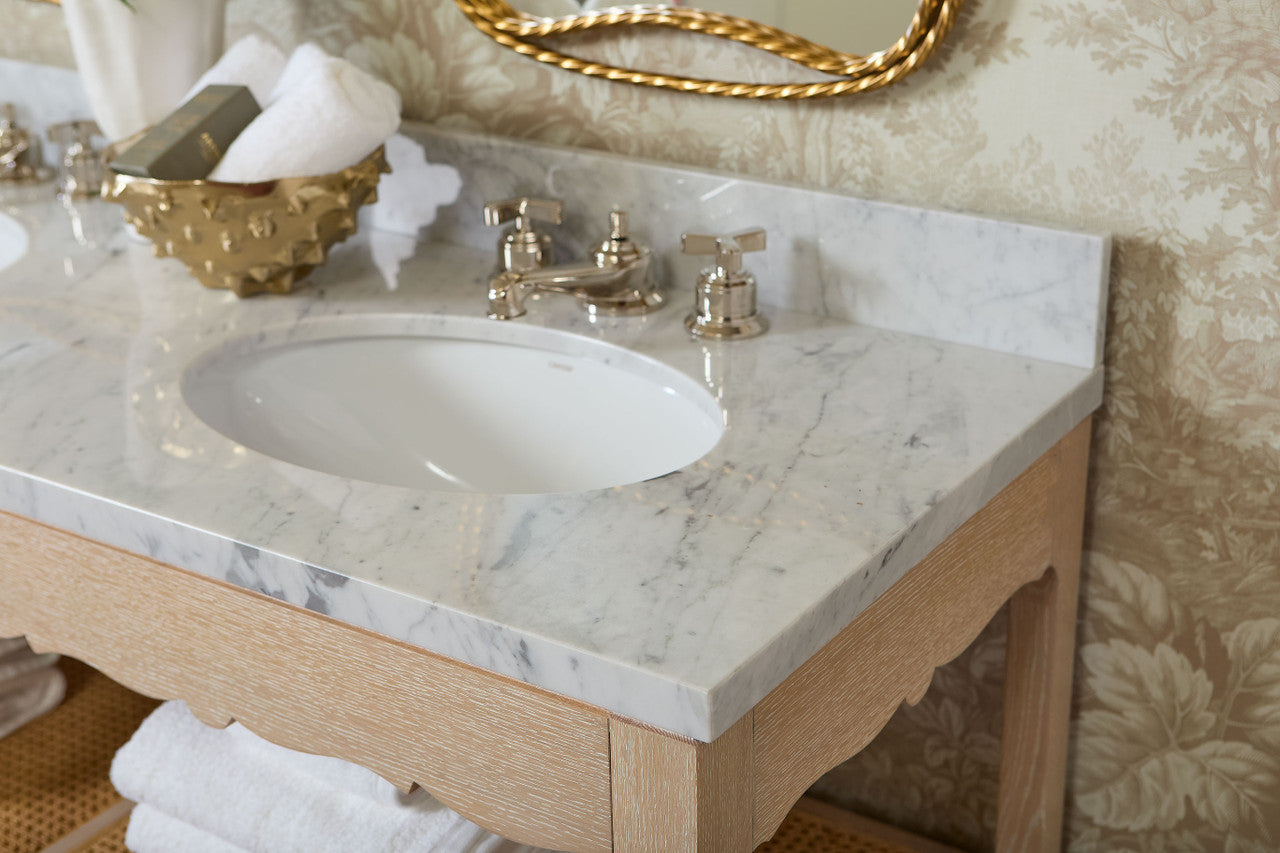 Arianna 2-Drawer Cabinet with 60" Marble Vanity Top, Sand
