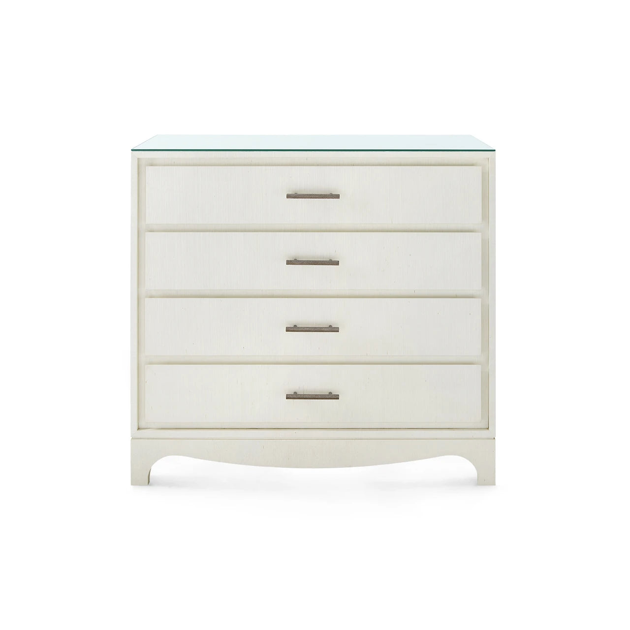 Barrett Large 4-Drawer with Glass Top, Sand White