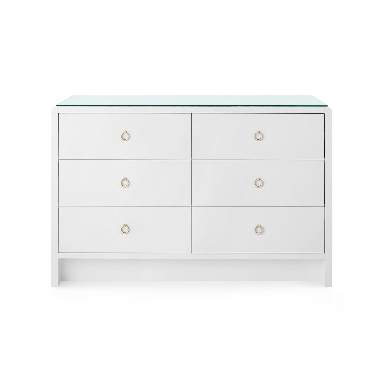 Bryant Extra Large 6-Drawer with Glass Top, White Pearl