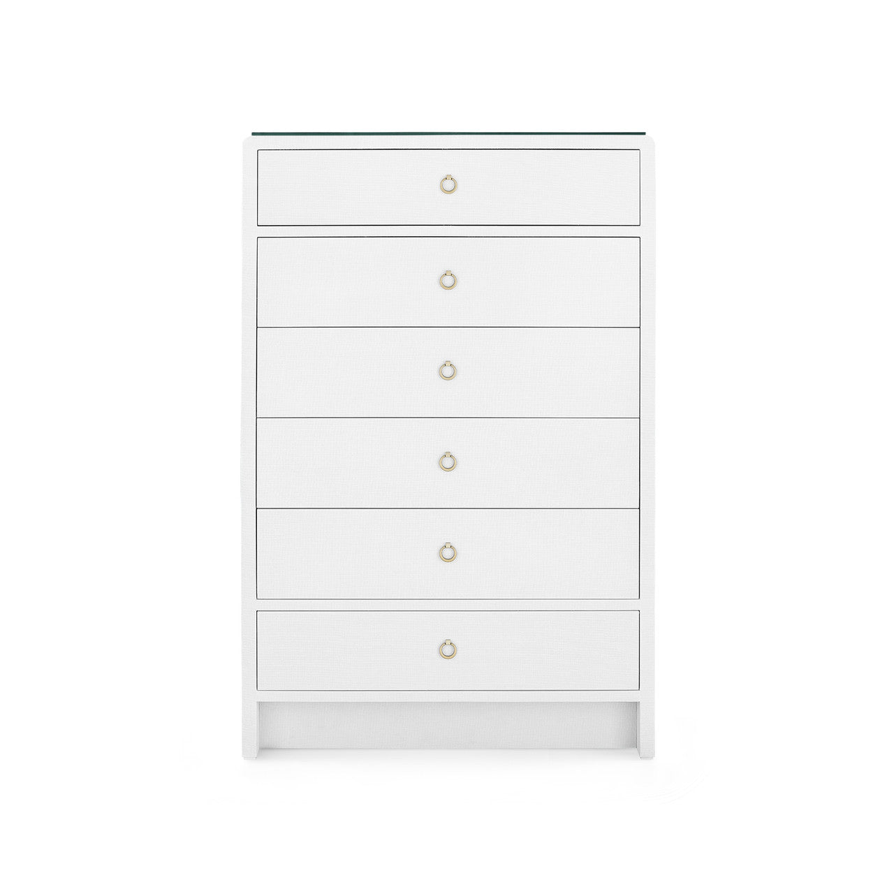 Bryant Tall 6-Drawer with Glass Top, Chiffon White
