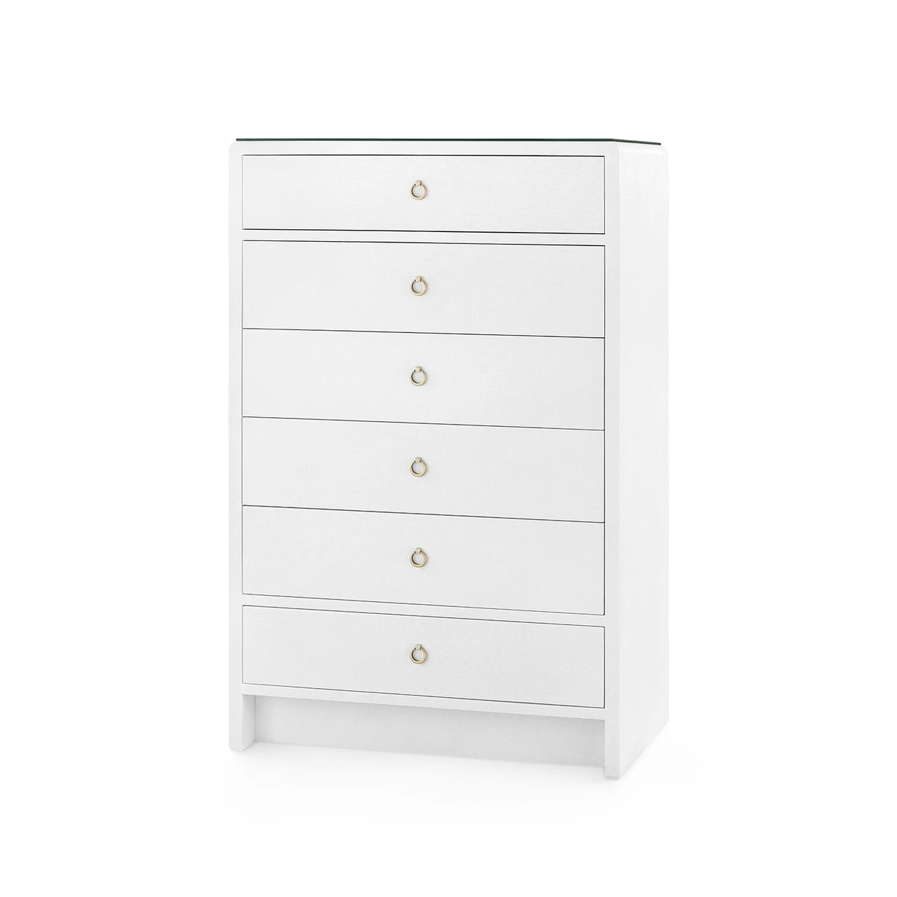 Bryant Tall 6-Drawer with Glass Top, Chiffon White