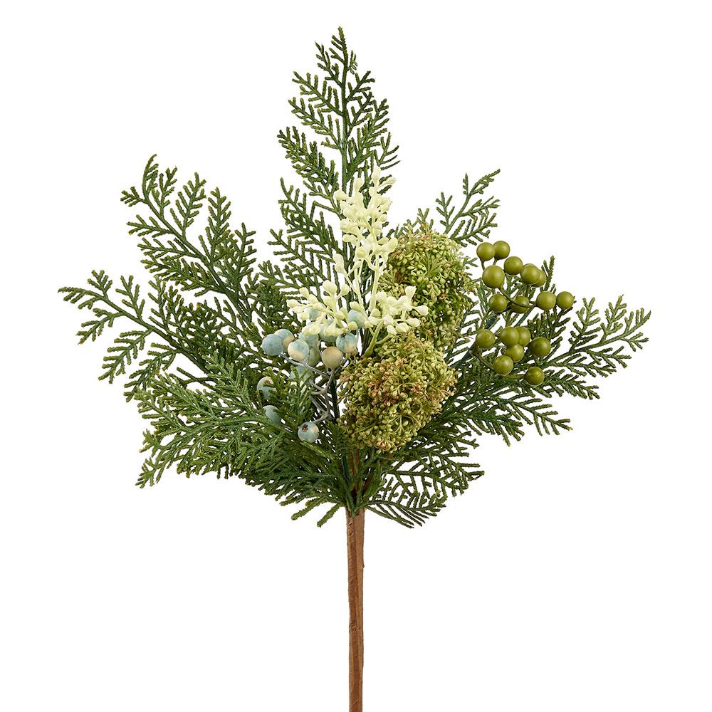 Box of 12 Berry/Sedum/Cedar Bush Two Tone Green