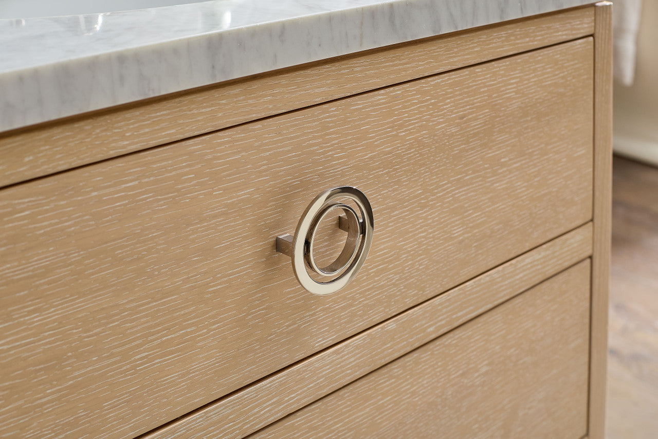 Caspian 2-Drawer Cabinet with 30" Marble Vanity Top, Sand