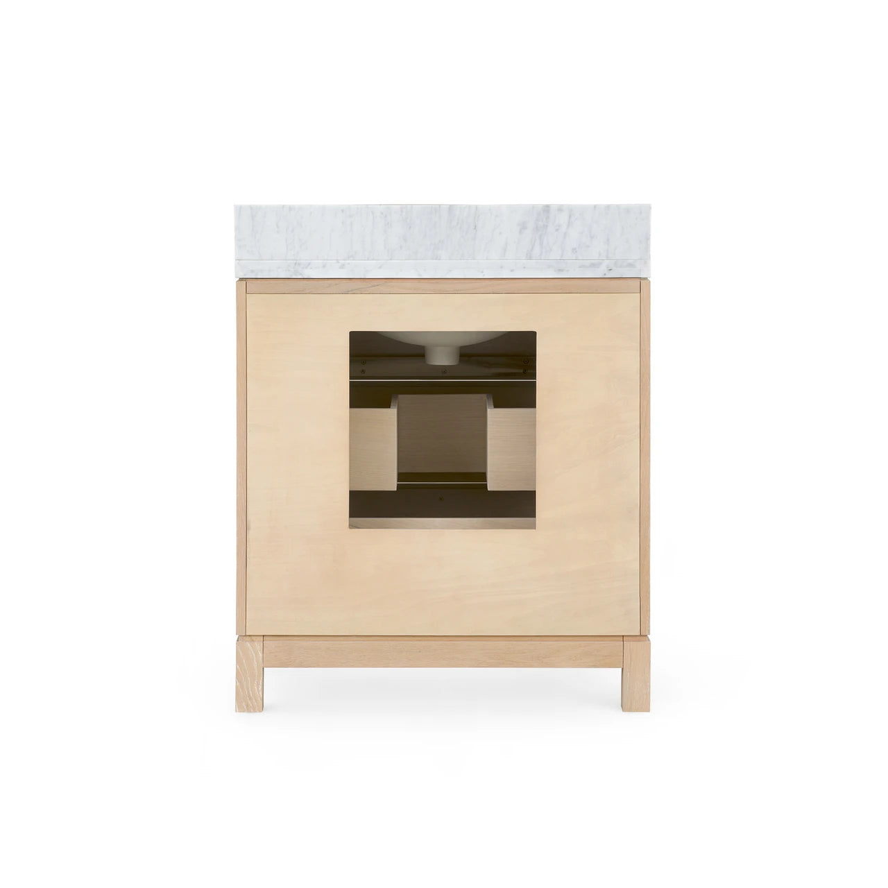 Caspian 2-Drawer Cabinet with 30" Marble Vanity Top, Sand
