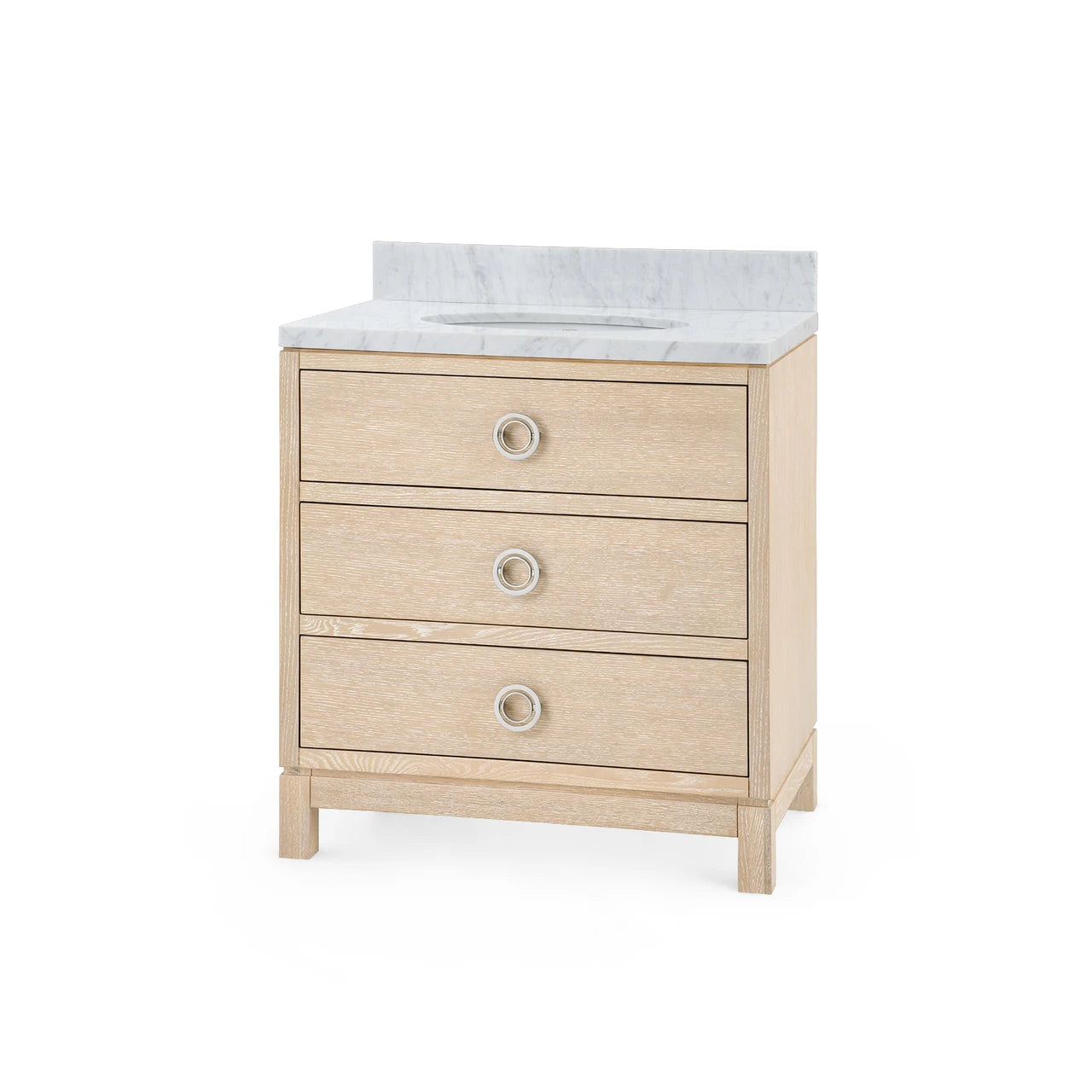 Caspian 2-Drawer Cabinet with 30" Marble Vanity Top, Sand