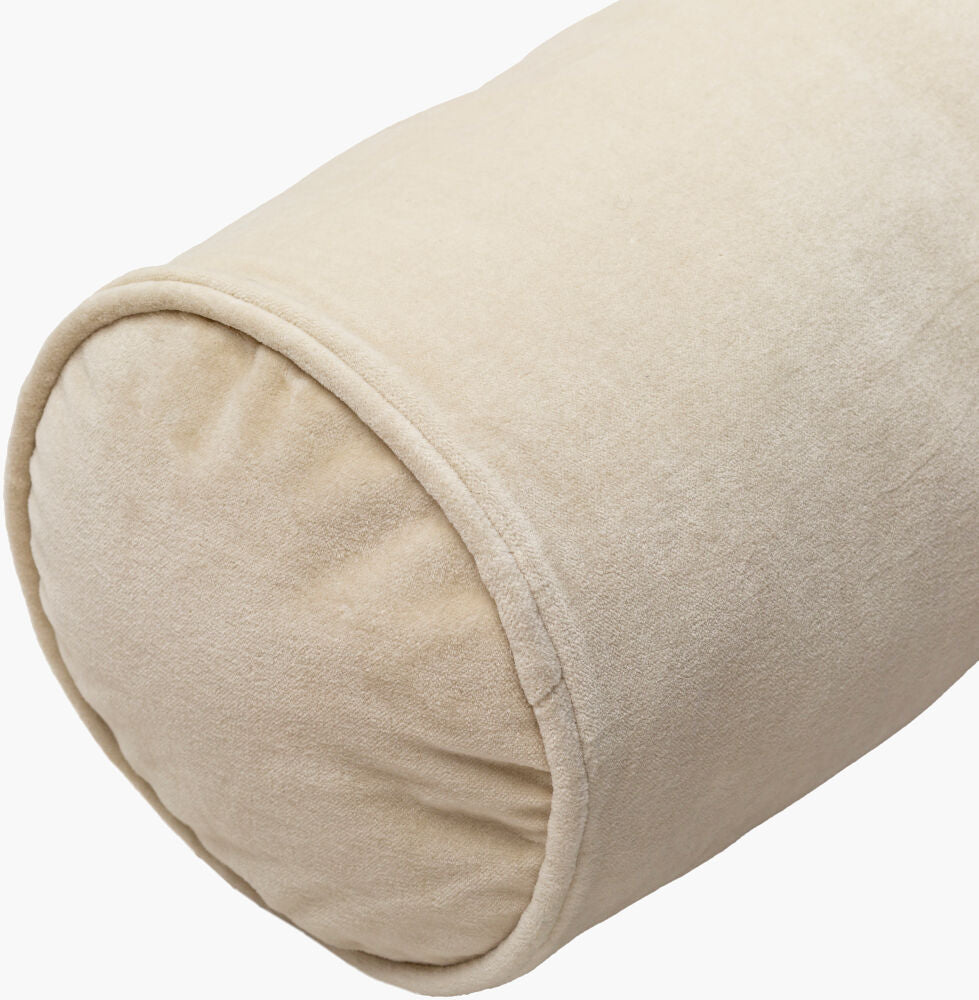 Cotton Velvet Pillow Bolster- Oatmeal