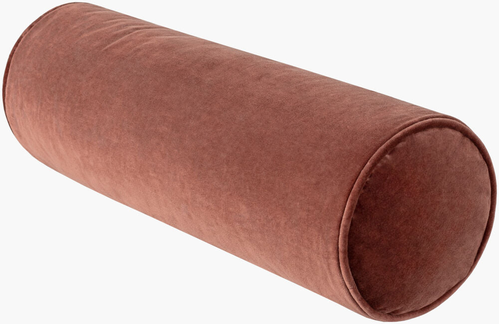Cotton Velvet Pillow Bolster- Dark Brown