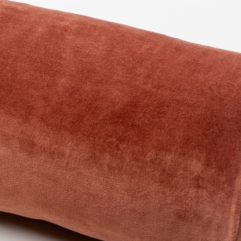Cotton Velvet Pillow Bolster- Dark Brown
