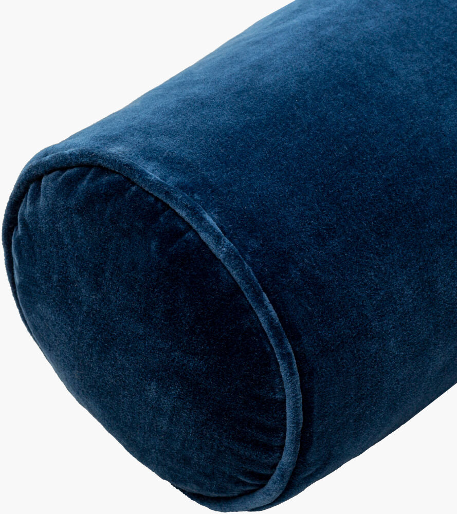 Cotton Velvet Pillow Bolster- Navy