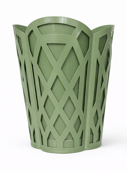 Dark Celadon Chippendale Wastepaper Basket & Tissue (2 Options)