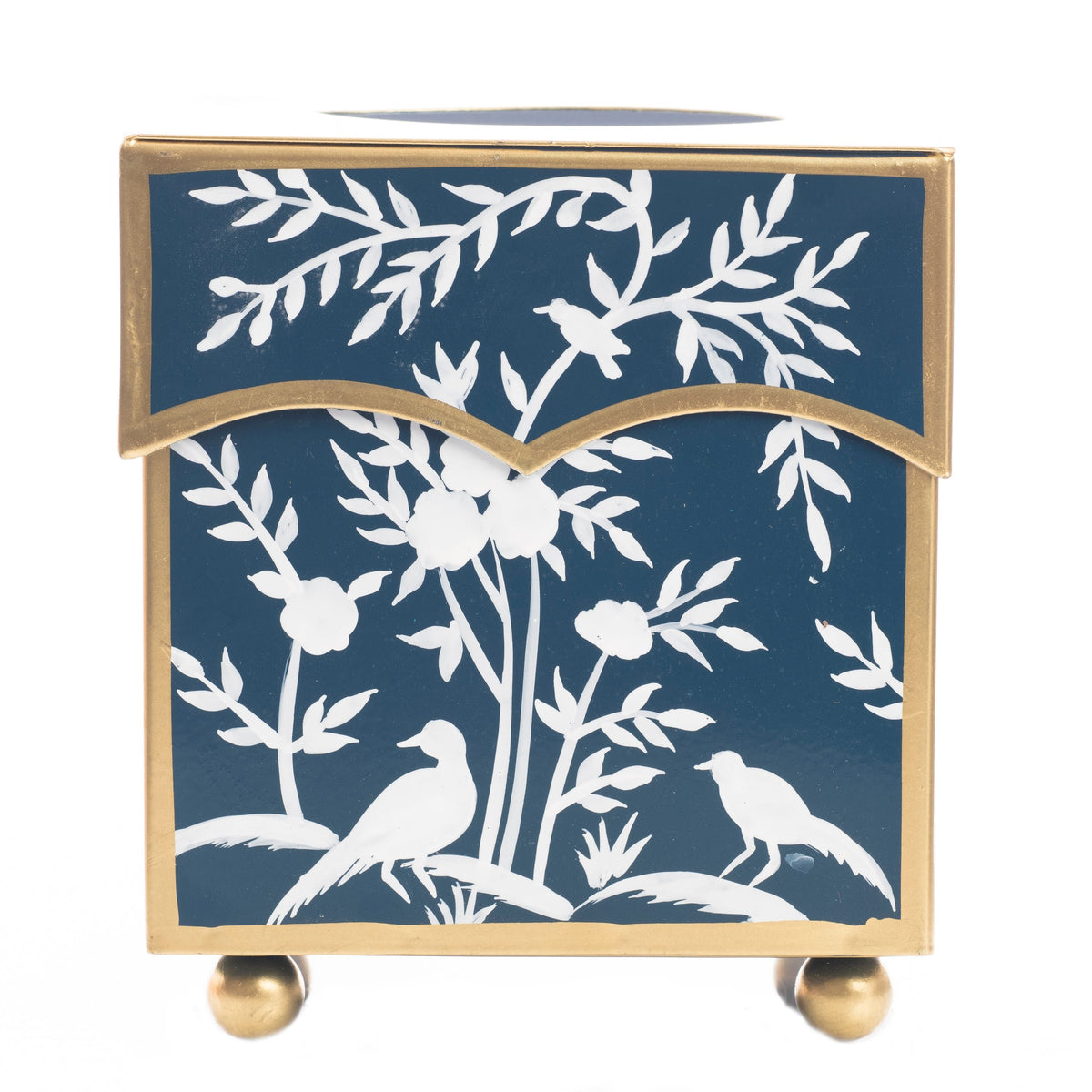 Navy & White Chinoiserie Wastepaper Basket & Tissue (2 Options)