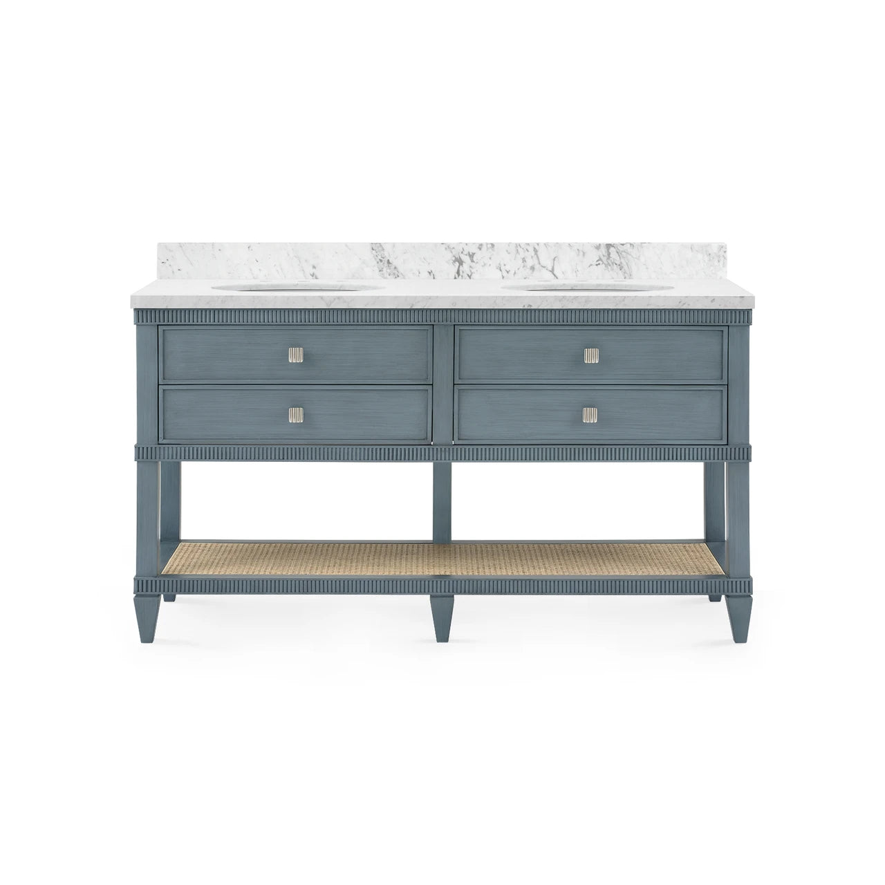 Sienna 2-Drawer Table with 60" Marble Vanity Top, Foggy Horizon