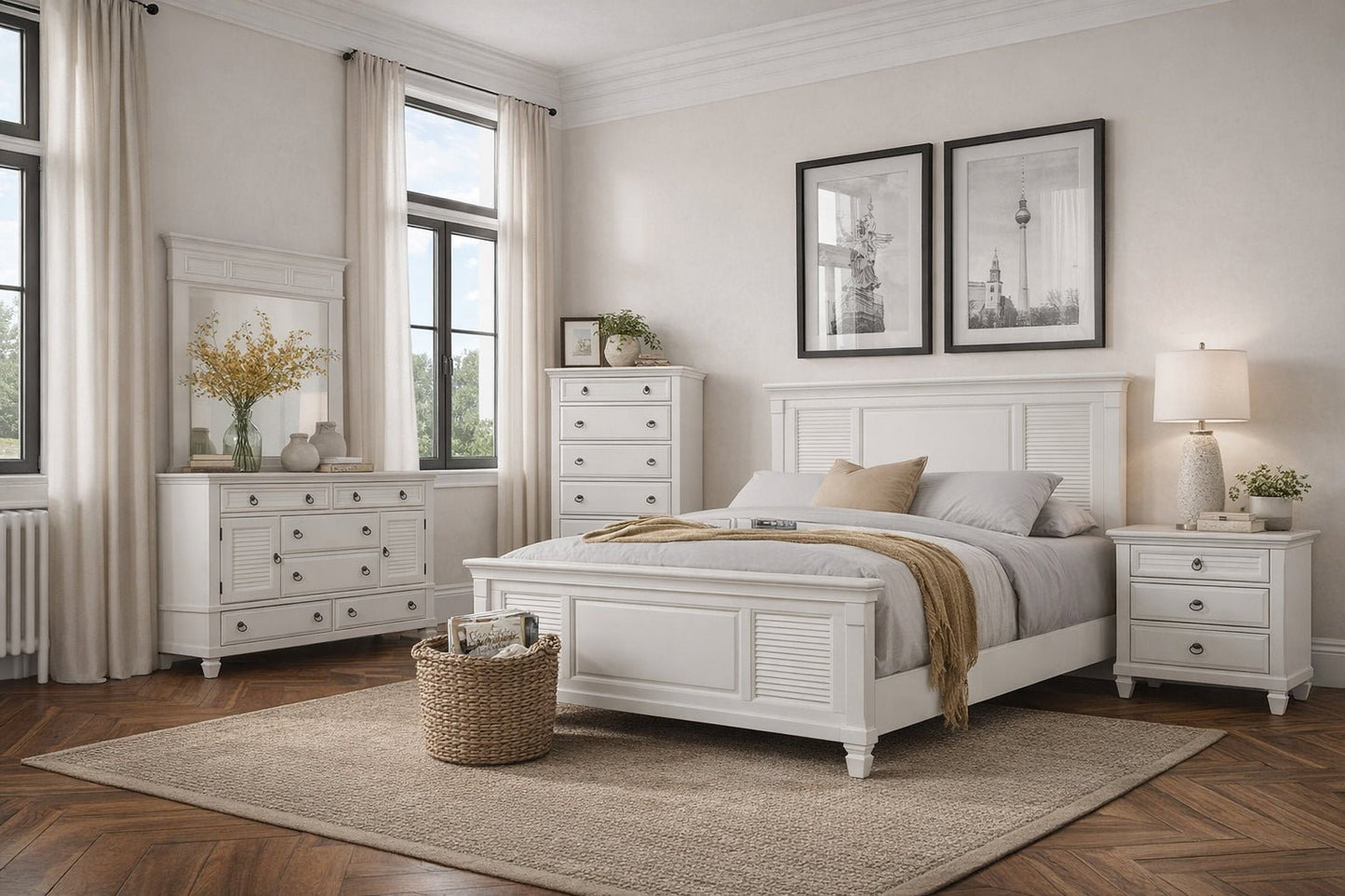 Winchester Shutter Panel Bed, White