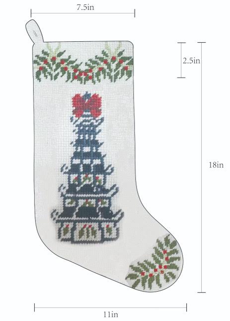 The Christmas Pagoda Needlepoint Stocking (2 Sizes)