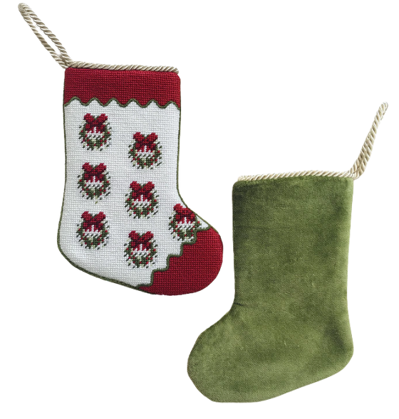 The Christmas Wreath Needlepoint Stocking (2 Sizes)