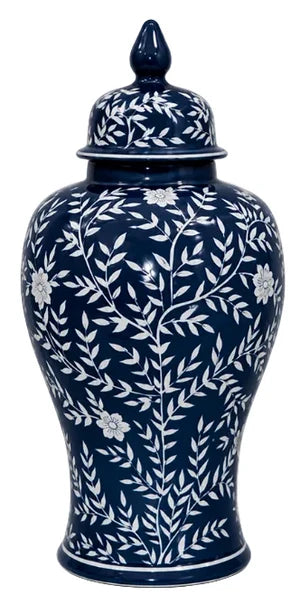 Navy Blue & White Chinoiserie Jar