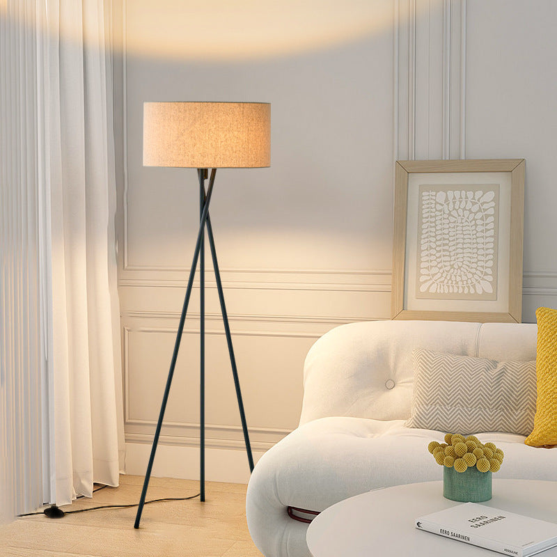 Modern Tripod Floor Lamp with Drum Shade