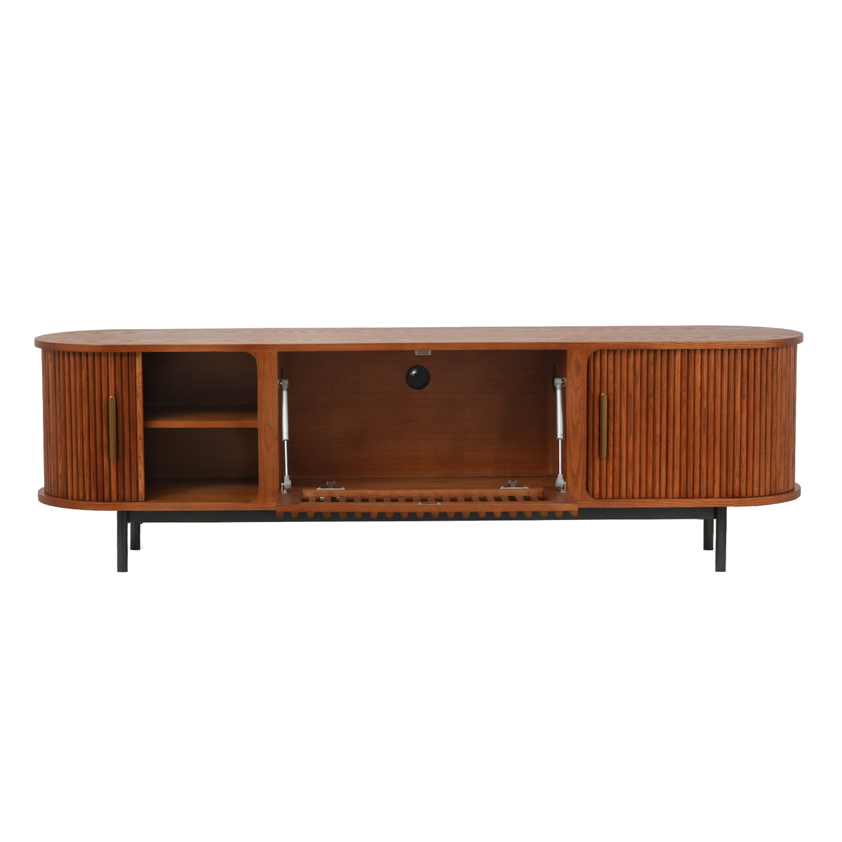 Mid-Century Slatted Wood TV Stand