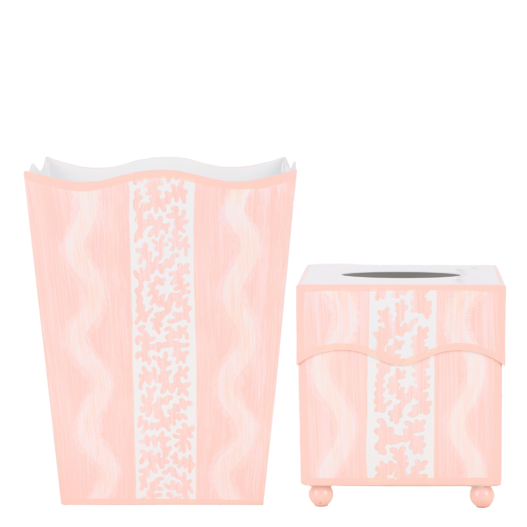 Pink Ikat Wastepaper Basket & Tissue (2 Options)