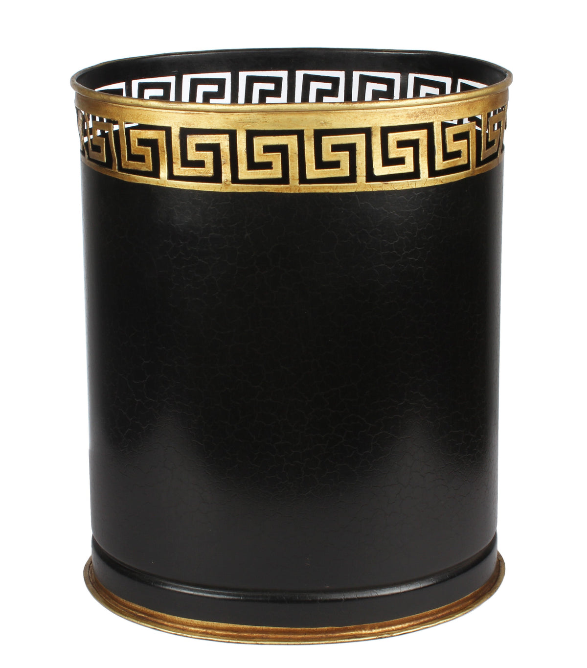 Black Greek Key Wastepaper Basket & Tissue Holder (2 Options)
