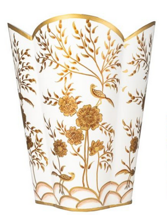 Ivory & Gold Pheasant Wastepaper Basket & Tissue (2 Options)