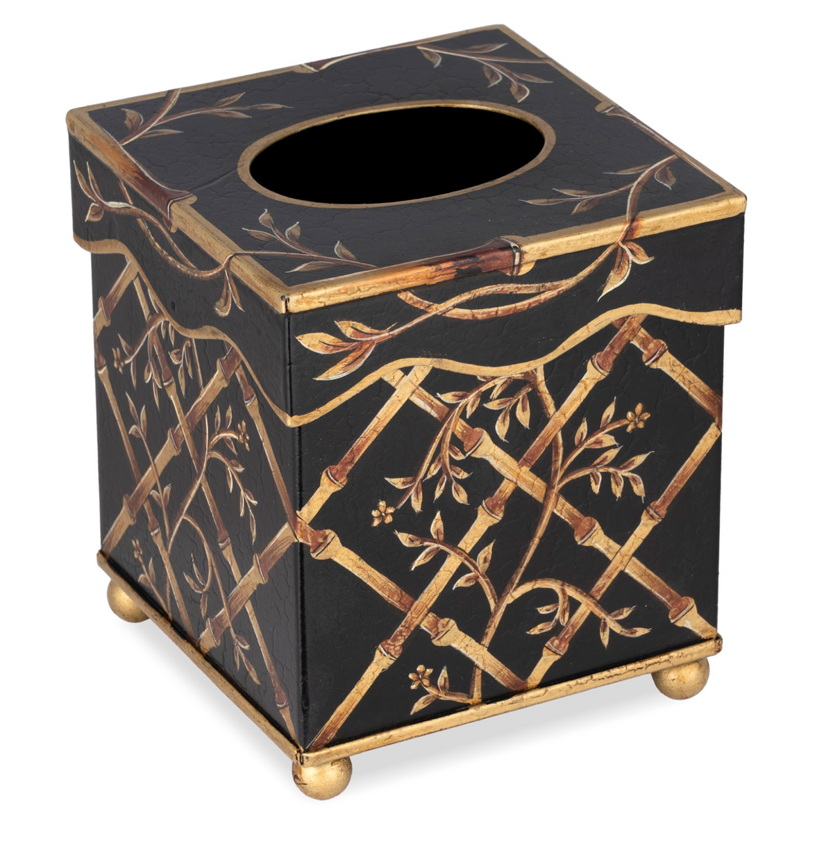 Black Bamboo & Floral Wastepaper Basket & Tissue (2 Options)