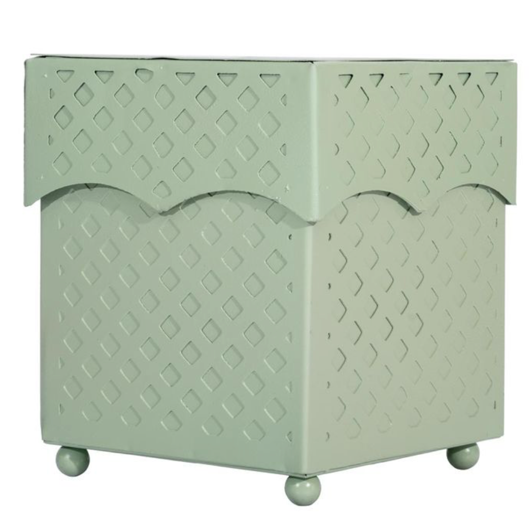Dark Celadon Lattice Wastepaper Basket & Tissue (2 Options)