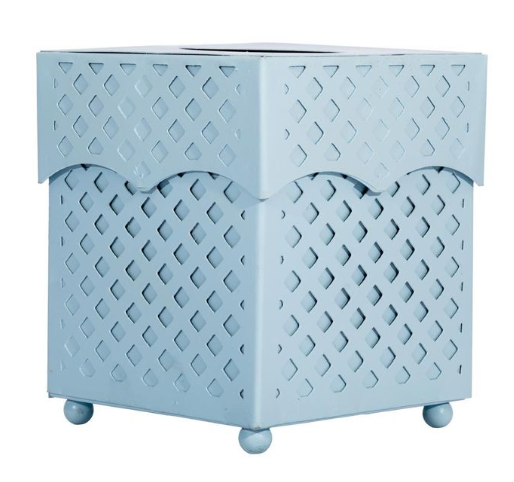 Slate Blue Lattice Wastepaper Basket & Tissue (2 Options)