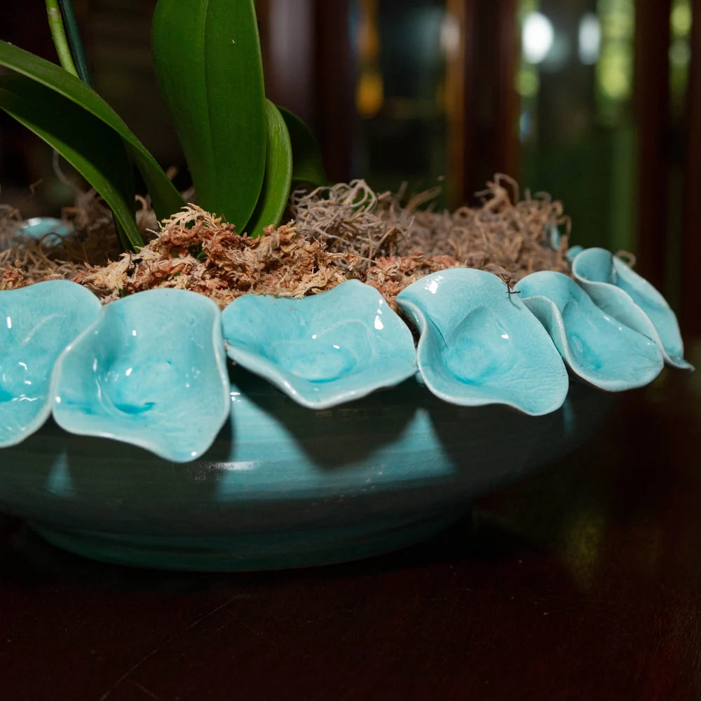 Bowl with Petals, Turquoise