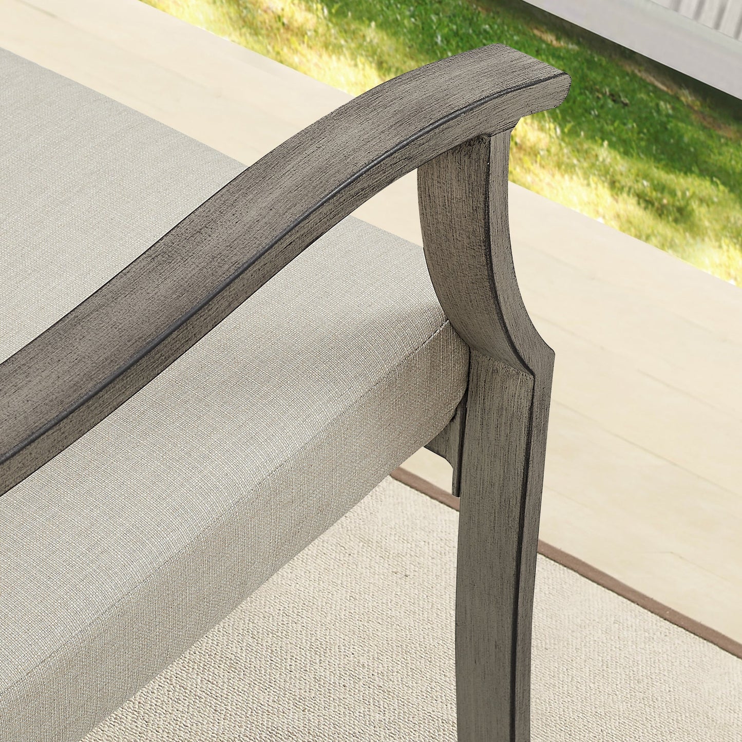 PEAKHOME Azur Patio Aluminum Bench with Sunbrella® Cushions