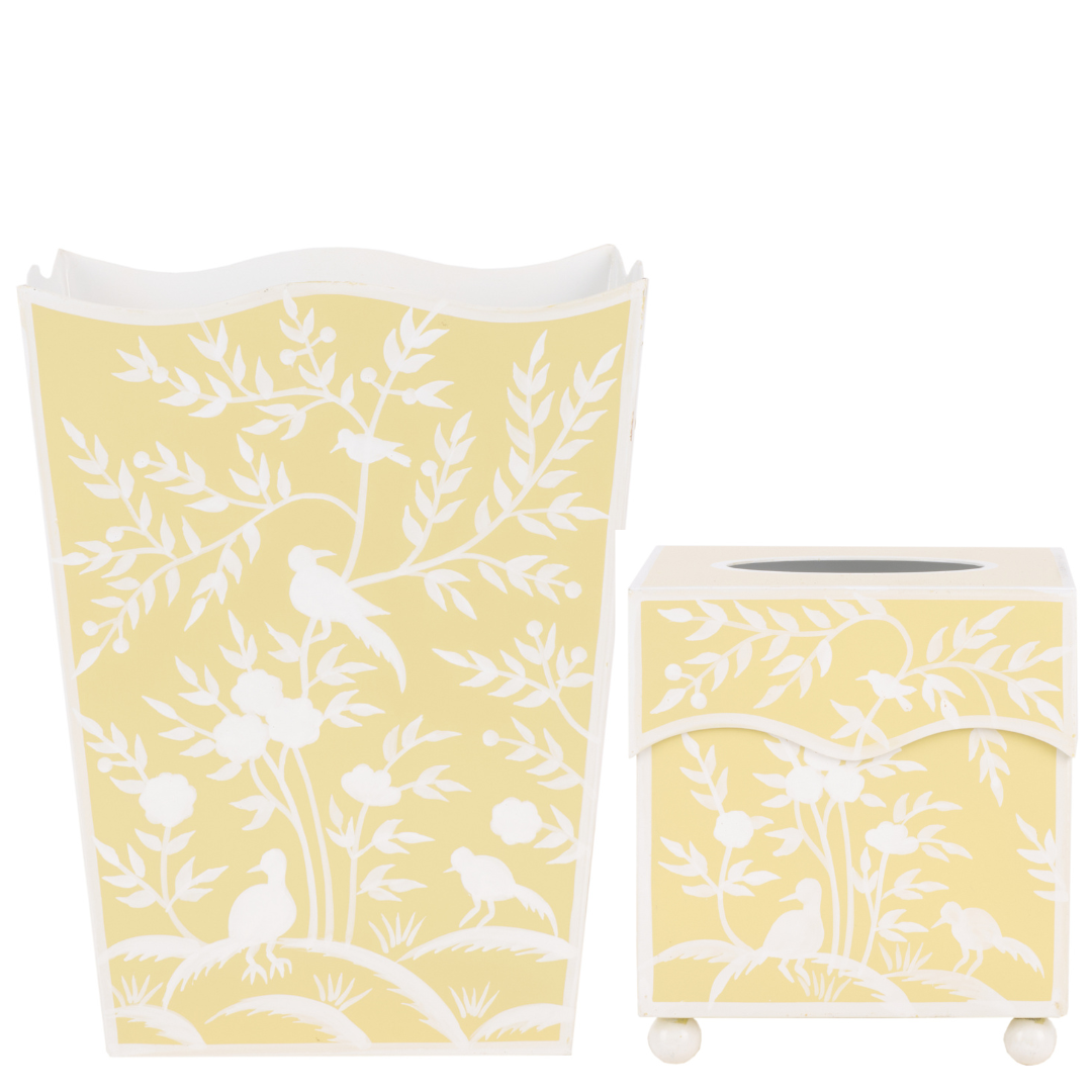 Yellow Bird & Vine Wastepaper Basket & Tissue (2 Options)
