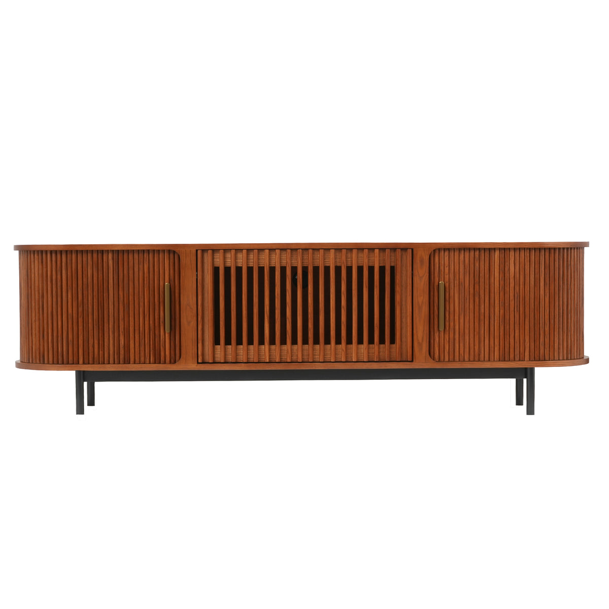 Mid-Century Slatted Wood TV Stand