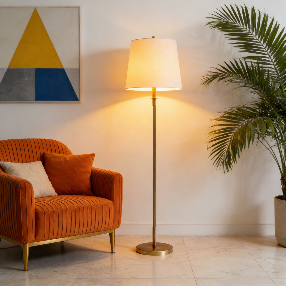 Gold Metal Floor Lamp with Empire Shade