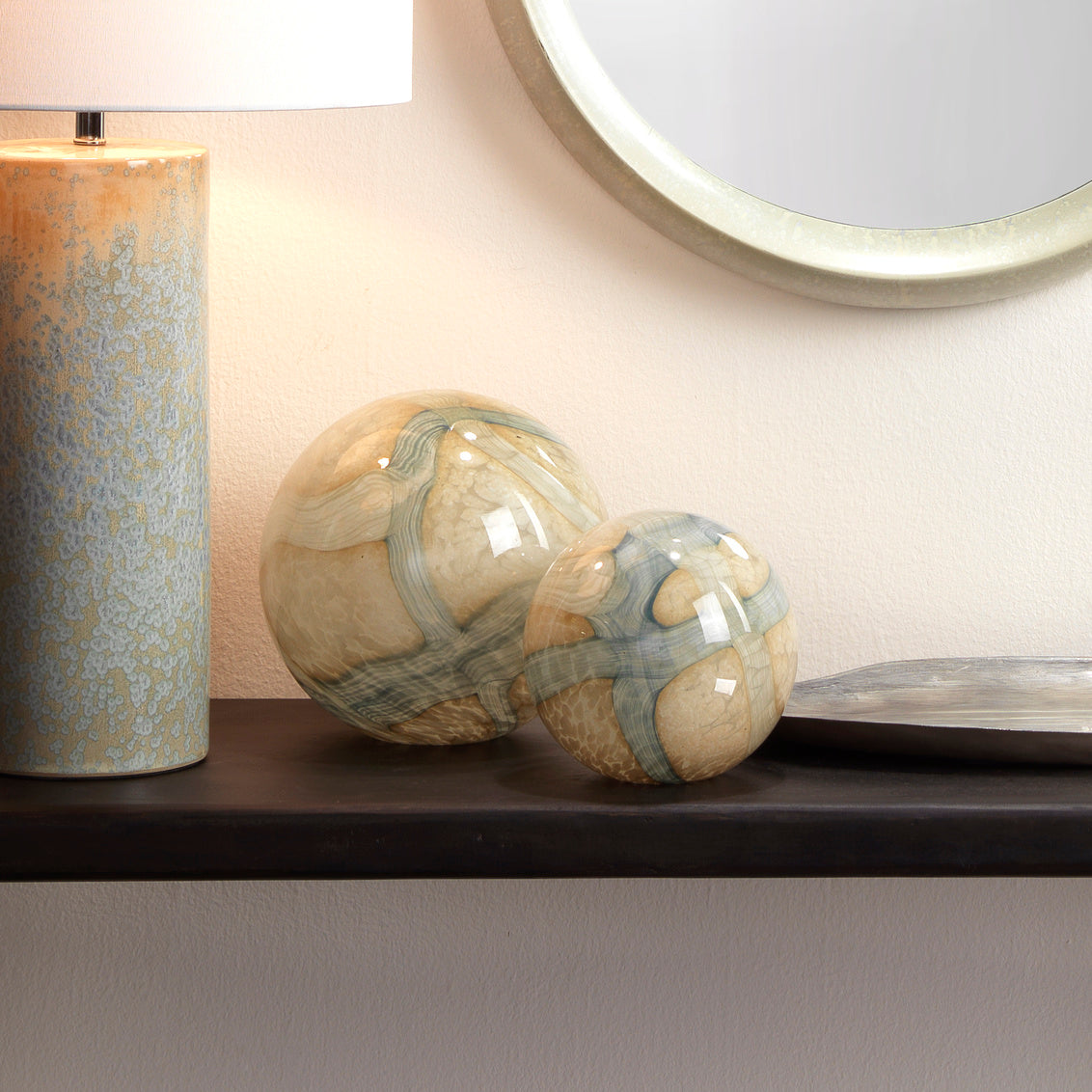 Cosmos Glass Spheres (Set of 2)- Pale  Blue