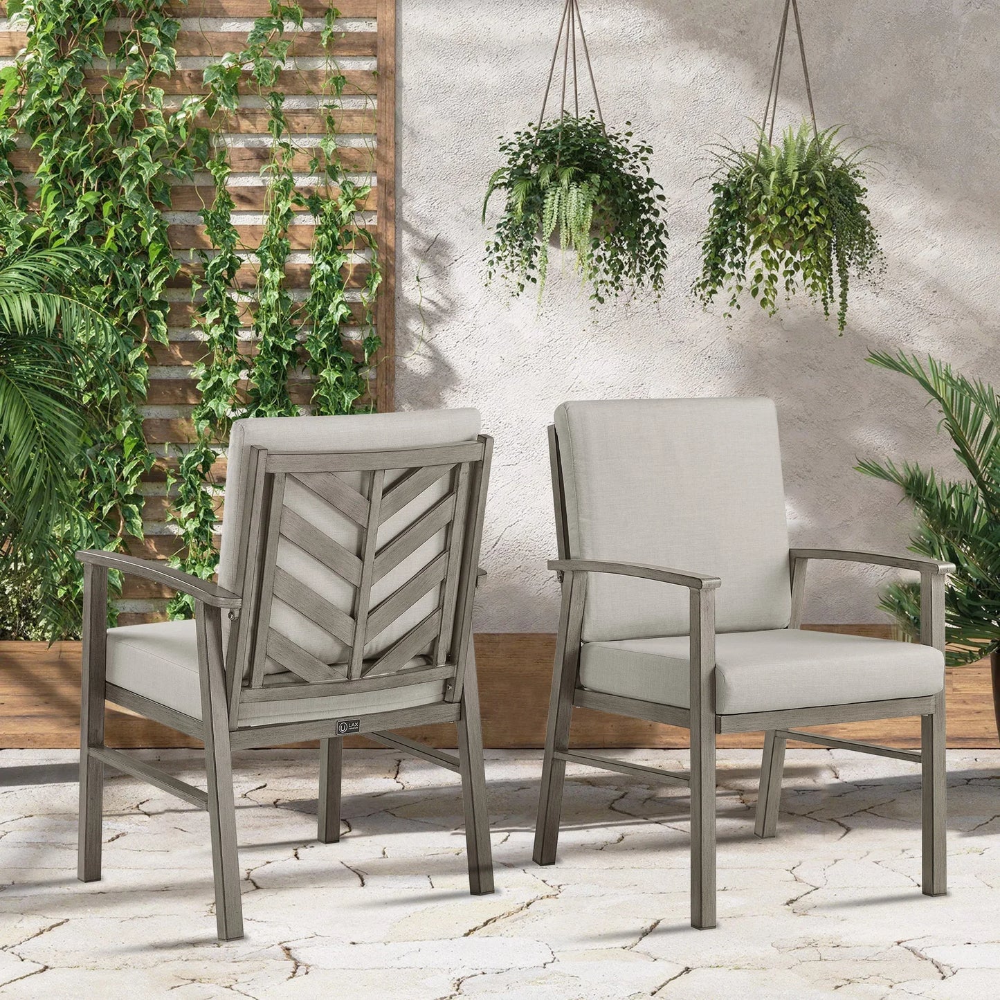 Peak Home Amario Round Outdoor Dining Set with Fixed Chair and Lazy Susan