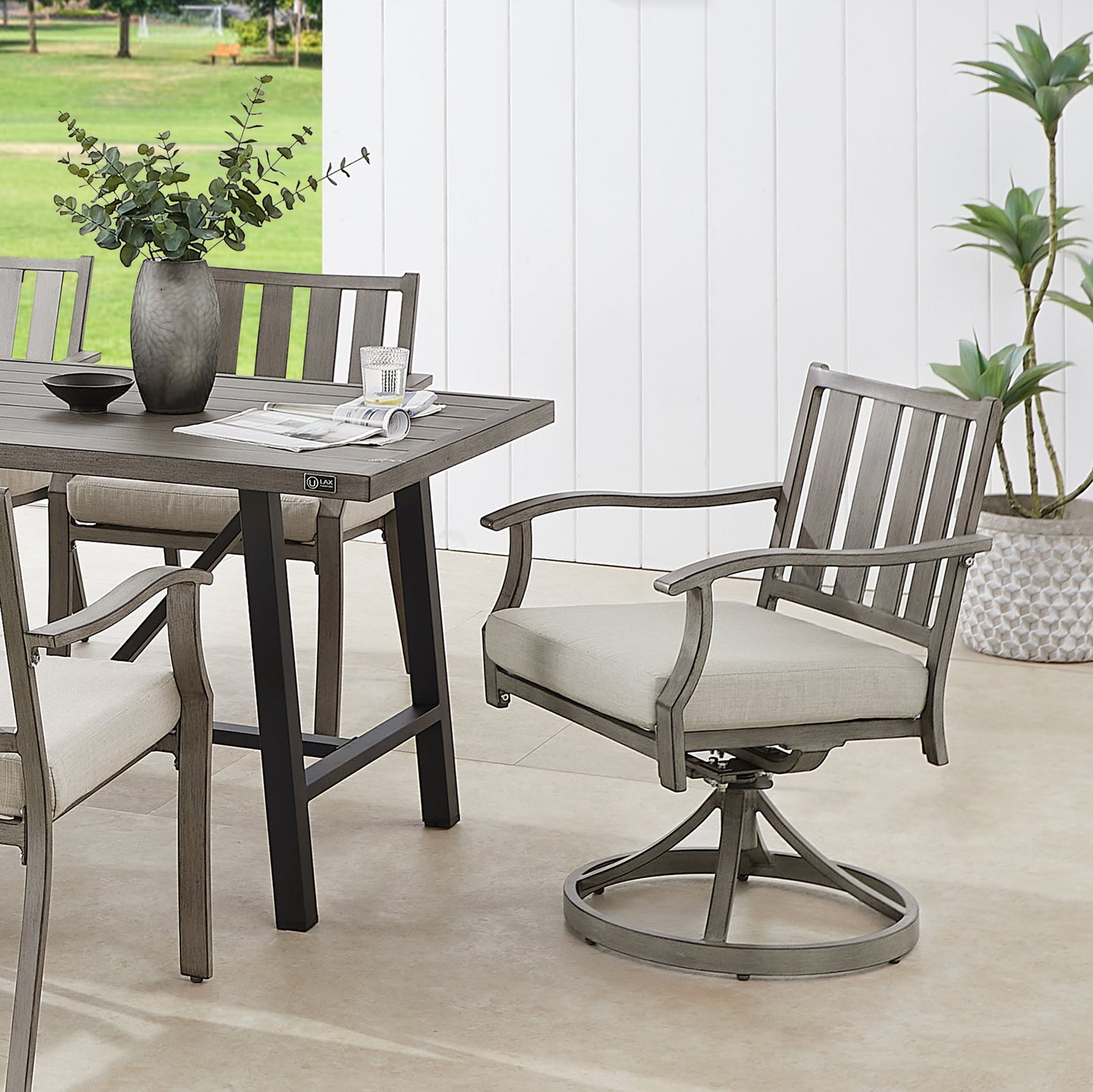 PEAKHOME Azur Patio Swivel Dining Chair with Sunbrella® Cushions